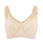 Women Wire Free Bralette White Comfortable Floral Plus Size Bras - YmFit Fusion